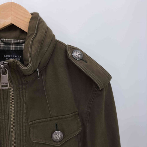 バーバリーブラックレーベル BURBERRY BLACK LABEL パッカブルフード ダブルジップ スタンドカラー ミリタリー ジャケット メンズ import:M