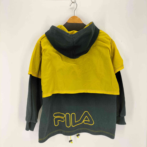 フィラ FILA ロゴプリント ナイロン切替レイヤードパーカー メンズ JPN:M