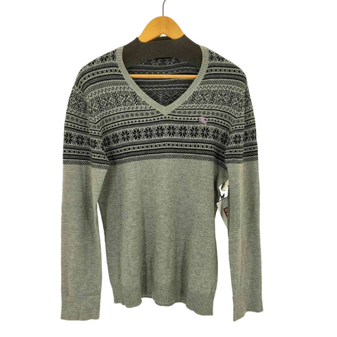 バーバリーブラックレーベル BURBERRY BLACK LABEL ノルディック柄 ホースロゴ刺繍Vネックニット メンズ JPN:2