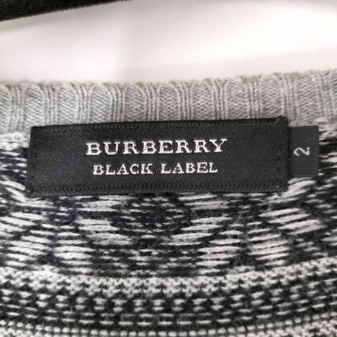 バーバリーブラックレーベル BURBERRY BLACK LABEL ノルディック柄 ホースロゴ刺繍Vネックニット メンズ JPN:2