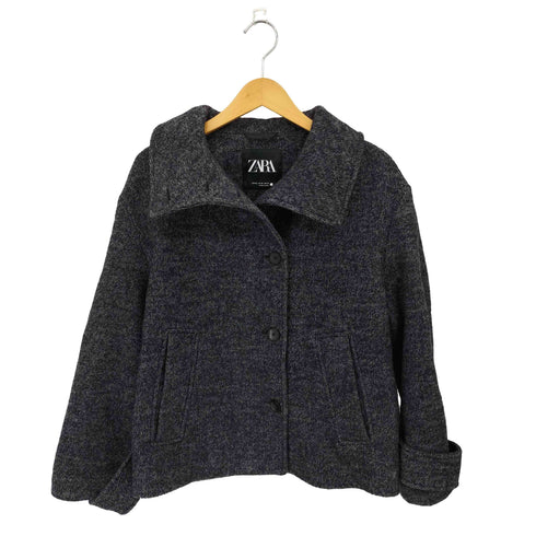 ザラ ZARA COLLECTION SHORT HERRINGBONE WOOL COAT ヘリンボーン ショート ウール コート レディース import:XS