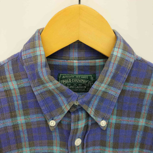 ポロカントリーラルフローレン POLO COUNTRY RALPH LAUREN 80-90S ポニー 刺繍 チェック ボタンダウン L/S ネル シャツ メンズ import:M