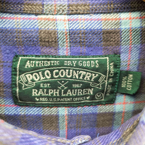 ポロカントリーラルフローレン POLO COUNTRY RALPH LAUREN 80-90S ポニー 刺繍 チェック ボタンダウン L/S ネル シャツ メンズ import:M