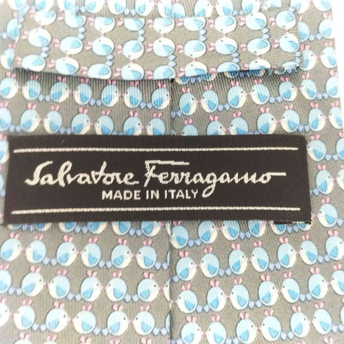 サルヴァトーレフェラガモ Salvatore Ferragamo シルク100 鳥柄 ネクタイ メンズ