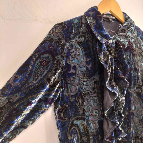 DONNA DEGNAN ベロア L/S 総柄 フリルシャツ レディース US:8