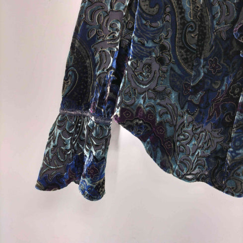 DONNA DEGNAN ベロア L/S 総柄 フリルシャツ レディース US:8