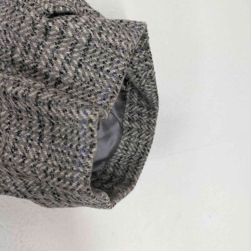 カシミヤ混チェック柄比翼ステンカラーコート メンズ 92A5