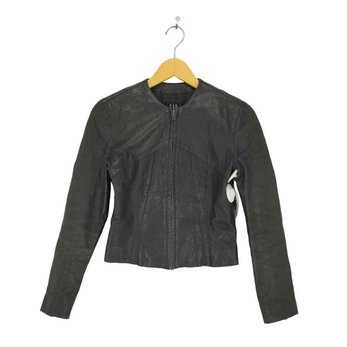 ギャップ Gap 00s OLD ラムレザーノーカラージャケット レディース XXS