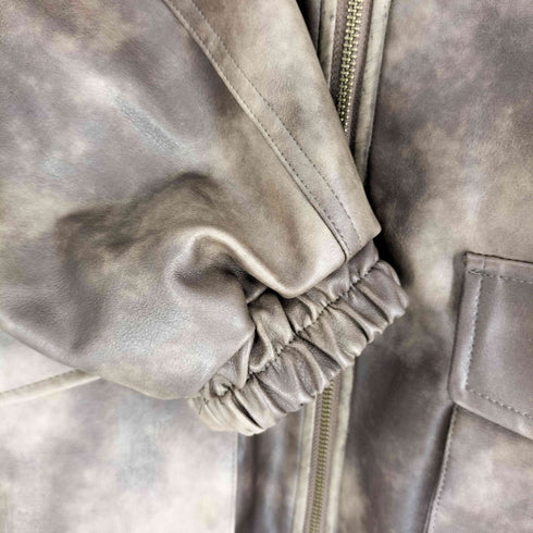 MUHET フェイクレザー ジップブルゾン レディース JPN:L