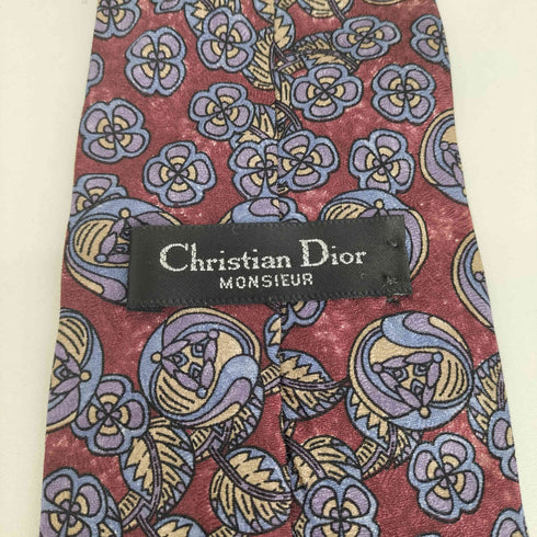 クリスチャンディオール Christian Dior シルク100 ボタニカル柄 ネクタイ メンズ