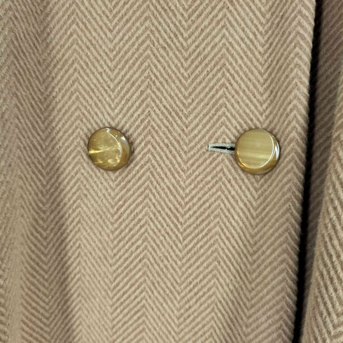 アンゴラ100% 丸襟 ヘリンボーン ロングコート レディース