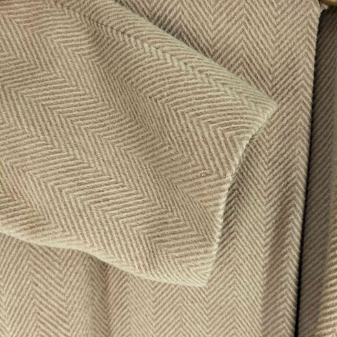 アンゴラ100% 丸襟 ヘリンボーン ロングコート レディース