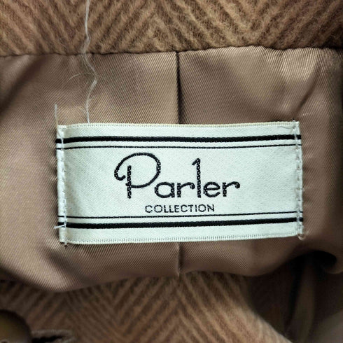 アンゴラ100% 丸襟 ヘリンボーン ロングコート レディース