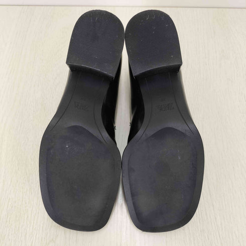 ザラ ZARA メタルディテール付きブロックヒールローファー スクエアトゥ ヒールローファー レディース 24.5