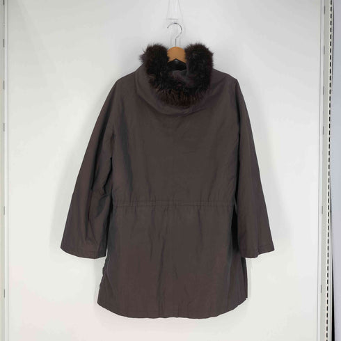 WO 1 WOMAN FISRT ファーフード ボアライナー付き 玉虫 ダブルジップ コート レディース