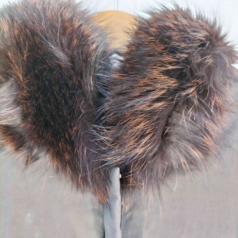 WO 1 WOMAN FISRT ファーフード ボアライナー付き 玉虫 ダブルジップ コート レディース