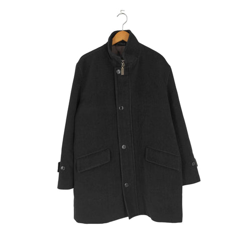 BELLUMORE アンゴラウール ヘリンボーン スタンドカラー ハーフコート メンズ LL