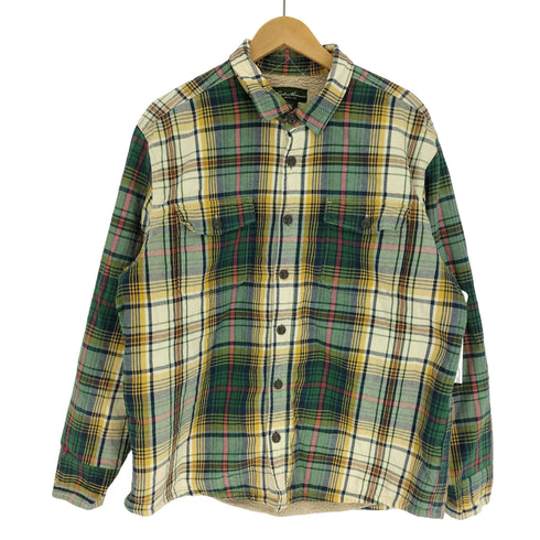 エディーバウアー Eddie Bauer 裏地ボア マドラスチェック 猫目ボタン フラップポケット フランネルシャツ メンズ import:L