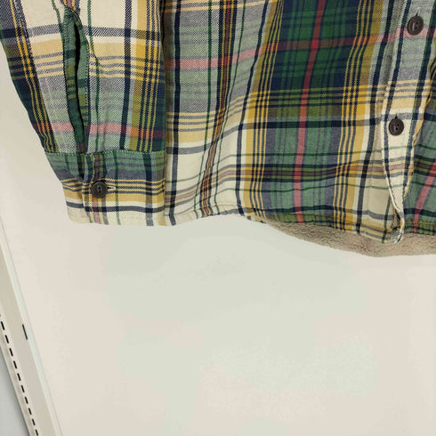 エディーバウアー Eddie Bauer 裏地ボア マドラスチェック 猫目ボタン フラップポケット フランネルシャツ メンズ import:L