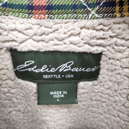 エディーバウアー Eddie Bauer 裏地ボア マドラスチェック 猫目ボタン フラップポケット フランネルシャツ メンズ import:L