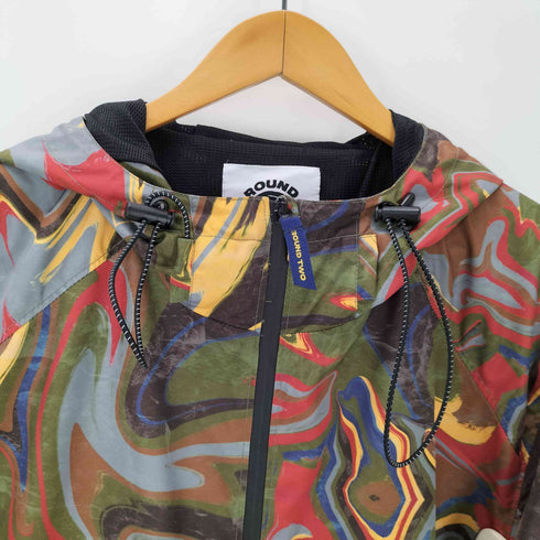 ROUND TWO 23AW Mineral Swirling Jacket ミネラル スワリング ジャケット マーブル 総柄 裏地メッシュ マウンテン パーカー 裾ドローコード メンズ import:M