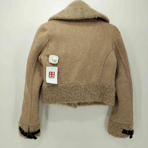 バーバリーブルーレーベル BURBERRY BLUE LABEL 裏地ノバチェック 短丈 ボア ウール ニットジャケット レディース EUR:38