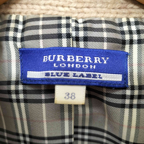 バーバリーブルーレーベル BURBERRY BLUE LABEL 裏地ノバチェック 短丈 ボア ウール ニットジャケット レディース EUR:38
