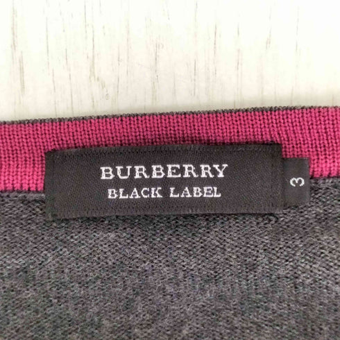 バーバリーブラックレーベル BURBERRY BLACK LABEL ロゴ刺繍ウールニット メンズ JPN:3