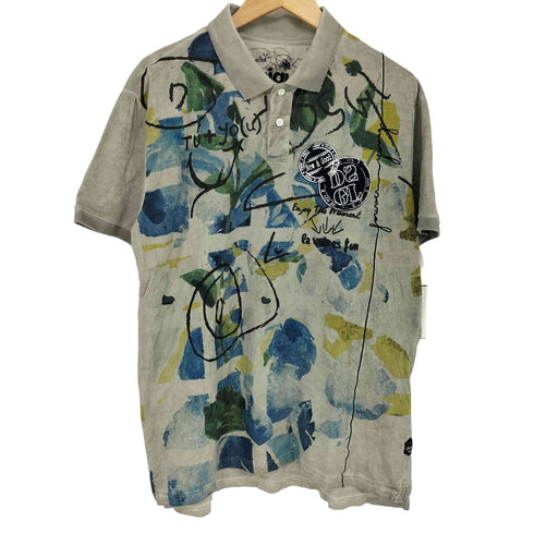 デシグアル Desigual 総柄 デザイン ポロシャツ メンズ import:XL