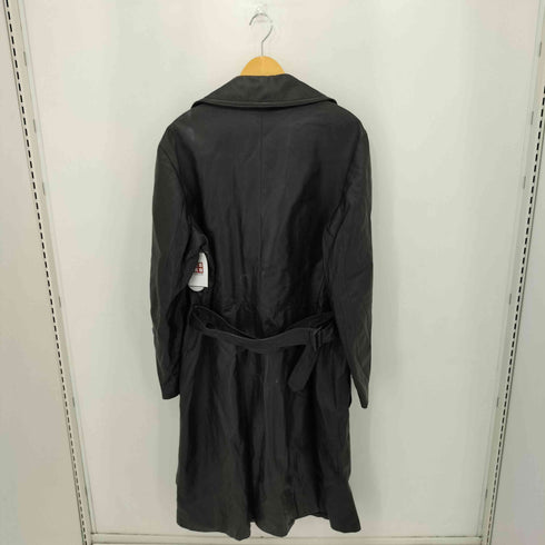 レザー ベルテッド ダブル チェスターコート メンズ