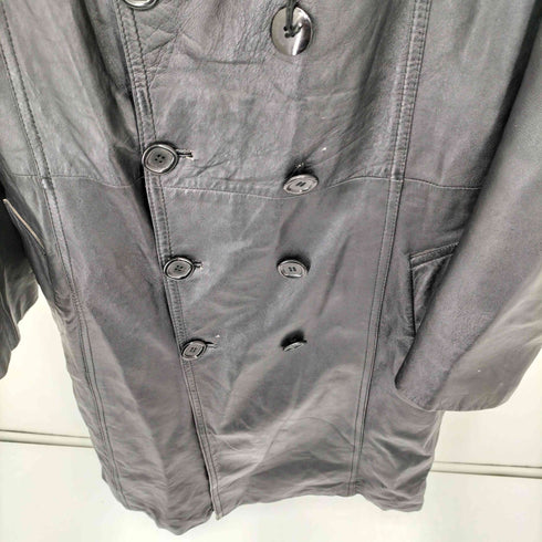 レザー ベルテッド ダブル チェスターコート メンズ