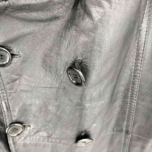 レザー ベルテッド ダブル チェスターコート メンズ