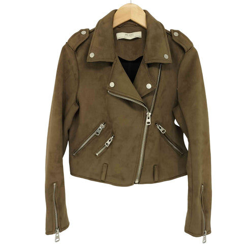 ザラ ZARA フェイクスエード 短丈 ライダースジャケット レディース import:S