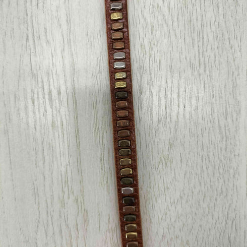 ビーズ レザーベルト レディース