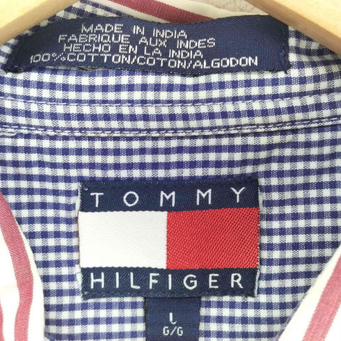 トミーヒルフィガー TOMMY HILFIGER クレイジーパターン ストライプシャツ メンズ import:L