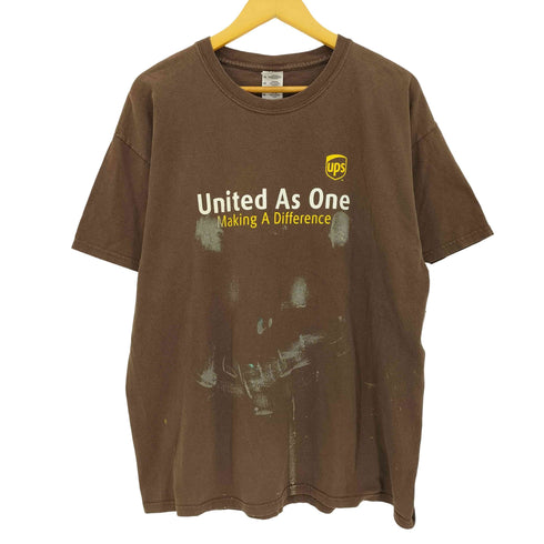 フルーツオブザルーム FRUIT OF THE LOOM 90-00s HEAVY coton 二枚タグ United As One UPS プリント 企業 半袖 Tシャツ メンズ import:XL