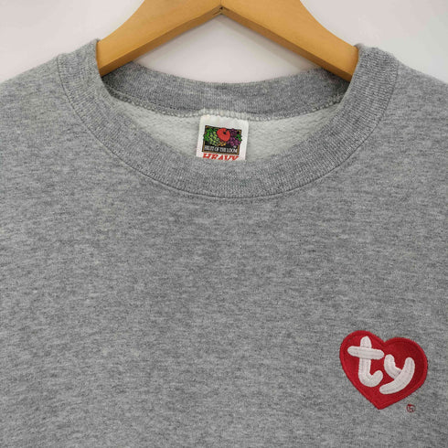 フルーツオブザルーム FRUIT OF THE LOOM 90-00s HEAVY coton 二枚タグ tyワッペン刺繍 企業ロゴ クルーネックスウェット メンズ import:XL
