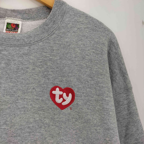 フルーツオブザルーム FRUIT OF THE LOOM 90-00s HEAVY coton 二枚タグ tyワッペン刺繍 企業ロゴ クルーネックスウェット メンズ import:XL