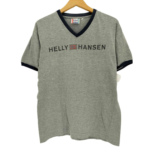 ヘリーハンセン HELLY HANSEN 90-00s ロゴプリント Vネック リンガーTシャツ トリム Tシャツ メンズ