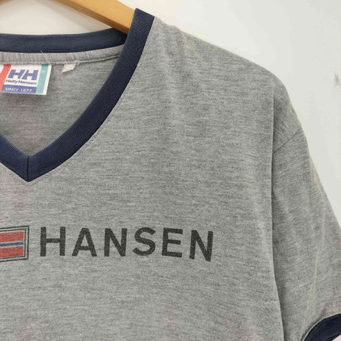 ヘリーハンセン HELLY HANSEN 90-00s ロゴプリント Vネック リンガーTシャツ トリム Tシャツ メンズ
