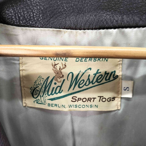 MID-WESTERN ディアスキン 鹿革 ノーカラーレザージャケット レディース import:S