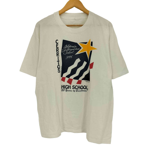 90-00s 裾袖シングル CERRITOS HIGH SCHOOL 半袖 Tシャツ メンズ