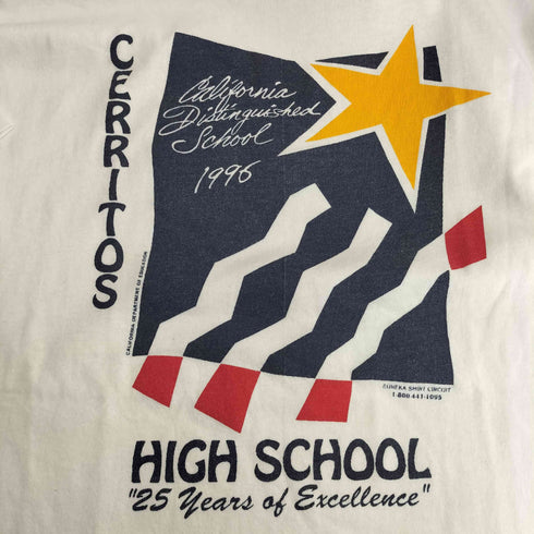 90-00s 裾袖シングル CERRITOS HIGH SCHOOL 半袖 Tシャツ メンズ