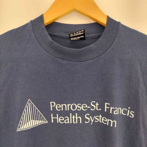 フルーツオブザルーム FRUIT OF THE LOOM 90s BESTタグ USA製 袖裾シングル コットンポリ penrose-st francis ホスピタル企業ロゴ 半袖Tシャツ ボックスシルエット メンズ import:XL