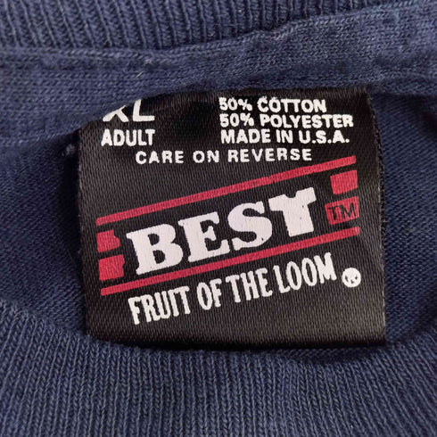 フルーツオブザルーム FRUIT OF THE LOOM 90s BESTタグ USA製 袖裾シングル コットンポリ penrose-st francis ホスピタル企業ロゴ 半袖Tシャツ ボックスシルエット メンズ import:XL
