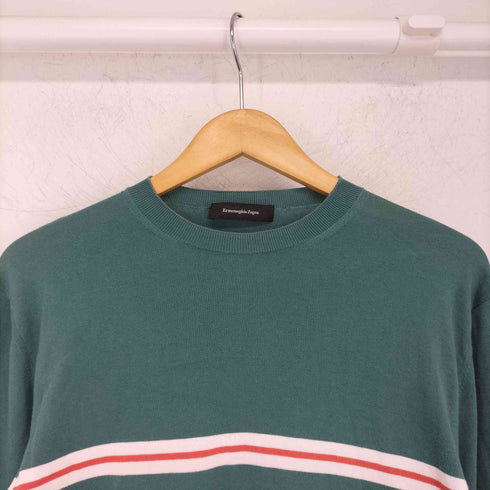 エルメネジルドゼニア Ermenegildo Zegna 配色ライン クルーネック L/S コットンニット メンズ