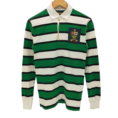 ラグビーラルフローレン Rugby Ralph Lauren VINTAGE SLIM FIT ボーダー ワッペン ポロシャツ メンズ import:XS