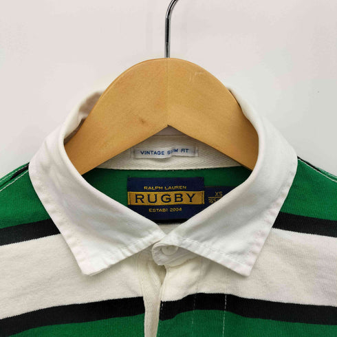 ラグビーラルフローレン Rugby Ralph Lauren VINTAGE SLIM FIT ボーダー ワッペン ポロシャツ メンズ import:XS