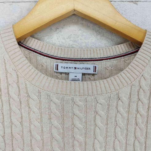 トミーヒルフィガー TOMMY HILFIGER ロゴ刺繍S/Sケーブルニット レディース M