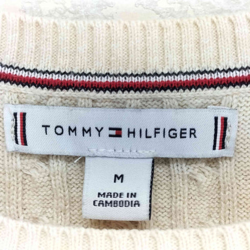 トミーヒルフィガー TOMMY HILFIGER ロゴ刺繍S/Sケーブルニット レディース M